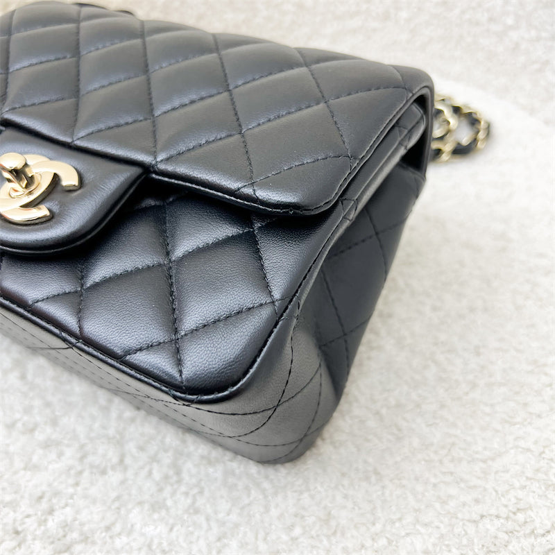 Chanel Classic Square Mini Flap in Black Lambskin and LGHW (Model: A35200)