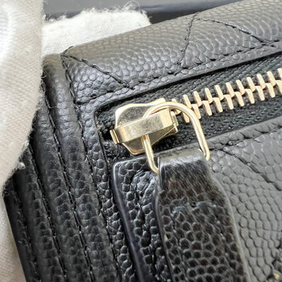 Chanel Boy Compact Trifold Wallet in Black Caviar and AGHW