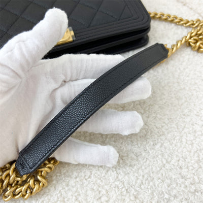 Chanel Boy Wallet on Chain WOC in Black Caviar in AGHW