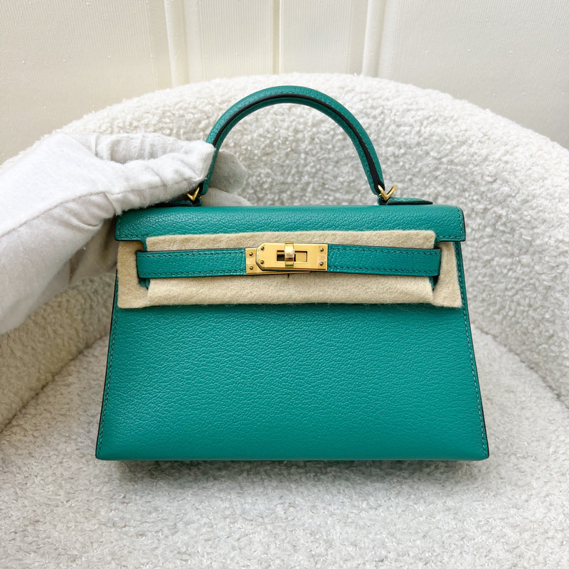 Hermes Mini Kelly Sellier 20 in Vert Verone Chevre Leather and GHW