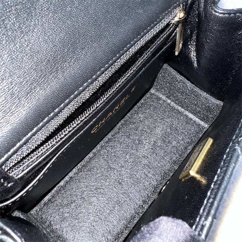 Chanel Classic Square Mini Flap in Black Lambskin and LGHW (Model: A35200)