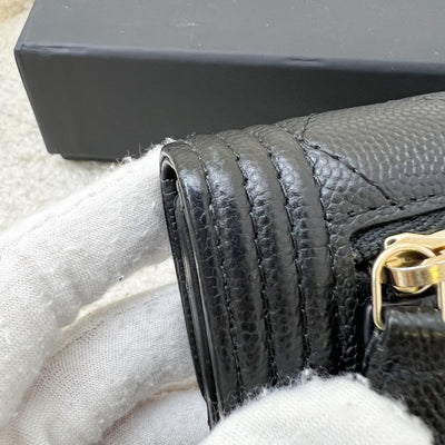 Chanel Boy Compact Trifold Wallet in Black Caviar and AGHW