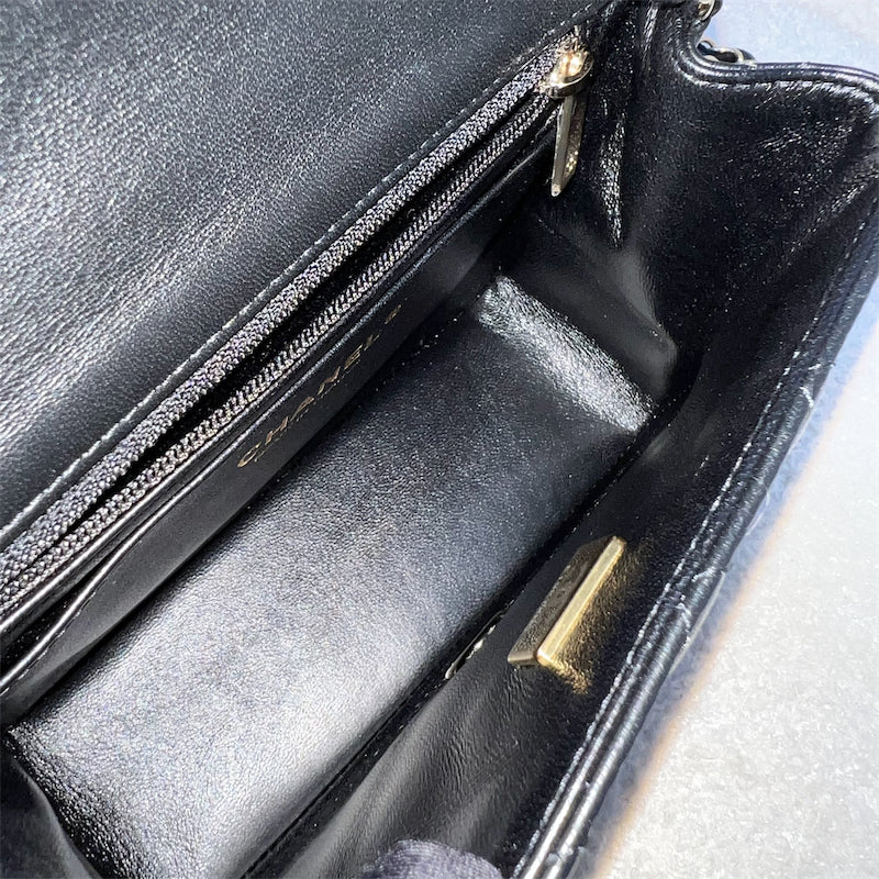 Chanel Classic Square Mini Flap in Black Lambskin and LGHW (Model: A35200)