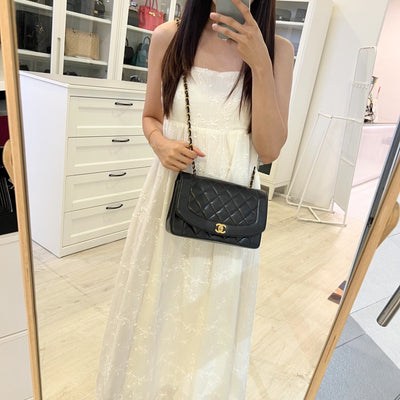 Chanel Medium Vintage Diana Flap in Black Lambskin and 24K GHW