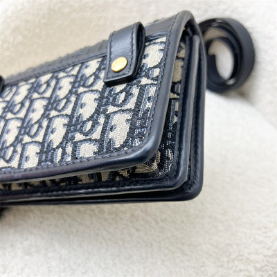 Dior 2-in-1 30 Montaigne Pouch / Wallet on Chain WOC in Navy Oblique Canvas GHW (Model: S2086UTZQ, Colour: M928)