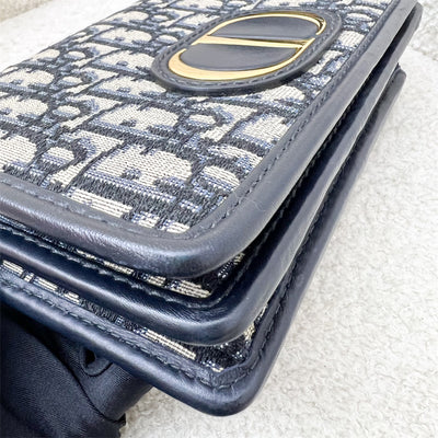 Dior 2-in-1 30 Montaigne Pouch / Wallet on Chain WOC in Navy Oblique Canvas GHW (Model: S2086UTZQ, Colour: M928)