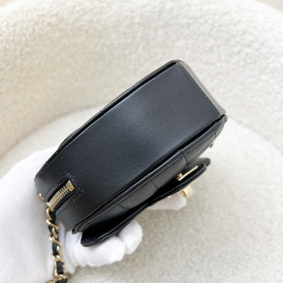 Chanel 22S Heart Clutch with Chain (Small Size) in Black Lambskin and LGHW