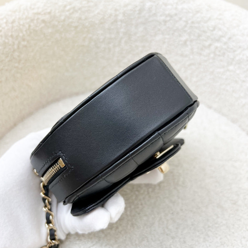 Chanel 22S Heart Clutch with Chain (Small Size) in Black Lambskin and LGHW