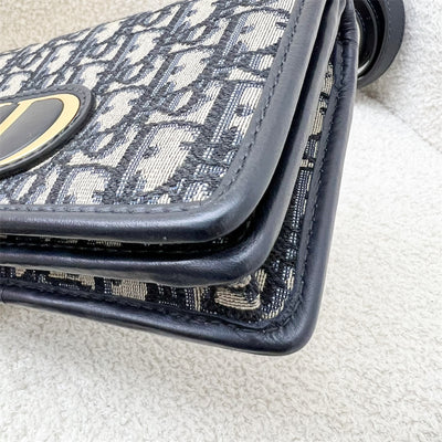 Dior 2-in-1 30 Montaigne Pouch / Wallet on Chain WOC in Navy Oblique Canvas GHW (Model: S2086UTZQ, Colour: M928)