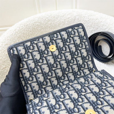Dior 2-in-1 30 Montaigne Pouch / Wallet on Chain WOC in Navy Oblique Canvas GHW (Model: S2086UTZQ, Colour: M928)