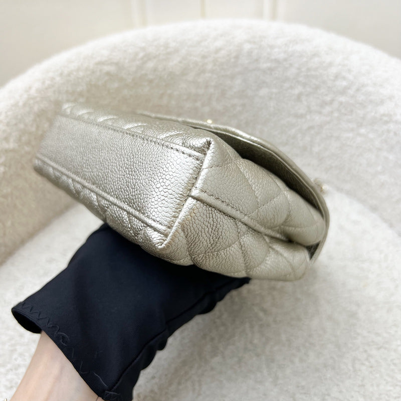 Chanel Micro Coco Handle Flap Bag in 25K Metallic Gold Caviar and LGHW (Model: AP4244)