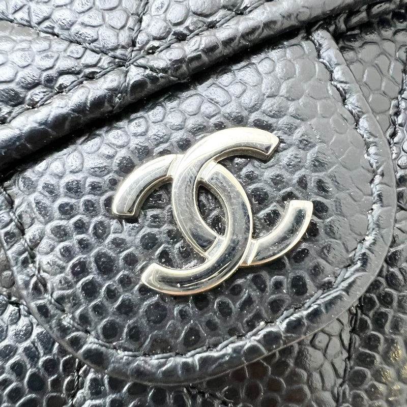 Chanel Classic Medium Trifold Wallet in Black Caviar and SHW