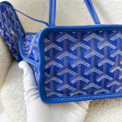 Goyard Mini Anjou Tote Bag in Bleu Canvas and Leather