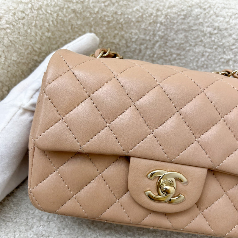 Chanel Classic Mini Rectangle in Nude Beige Lambskin and LGHW (Model: A69900)