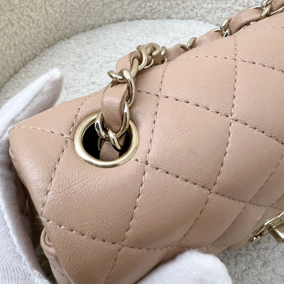 Chanel Classic Mini Rectangle in Nude Beige Lambskin and LGHW (Model: A69900)