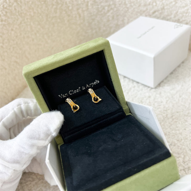 Van Cleef & Arpels VCA Vintage Alhambra Ear Studs, Yellow Gold Black Onyx