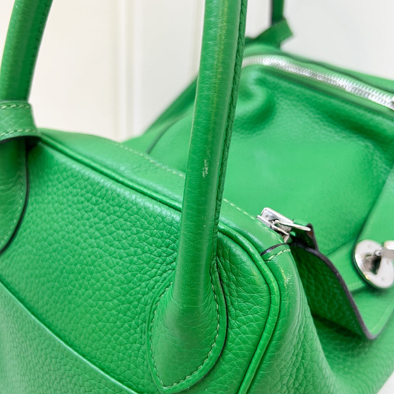 Hermes Lindy 30 in Bambou Green Clemence Leather and PHW