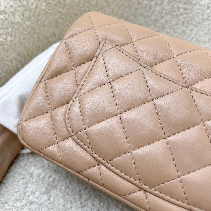 Chanel Classic Mini Rectangle in Nude Beige Lambskin and LGHW (Model: A69900)