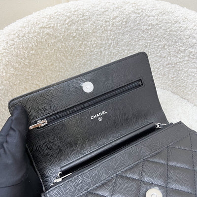 Chanel 25P Wallet on Chain WOC in Black Caviar and SHW (Model: AP3825)