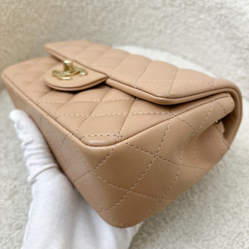 Chanel Classic Mini Rectangle in Nude Beige Lambskin and LGHW (Model: A69900)