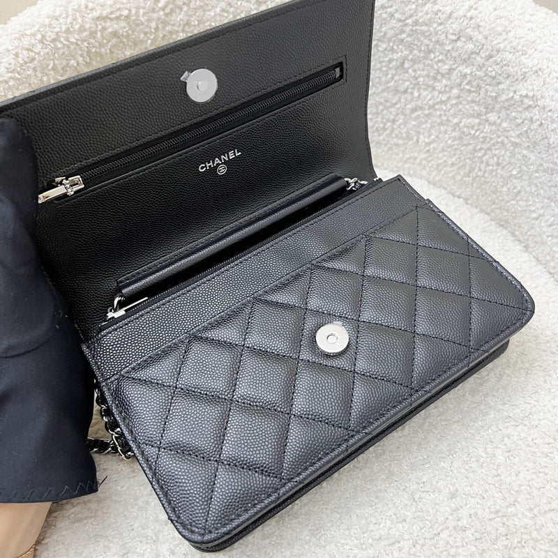 Chanel 25P Wallet on Chain WOC in Black Caviar and SHW (Model: AP3825)