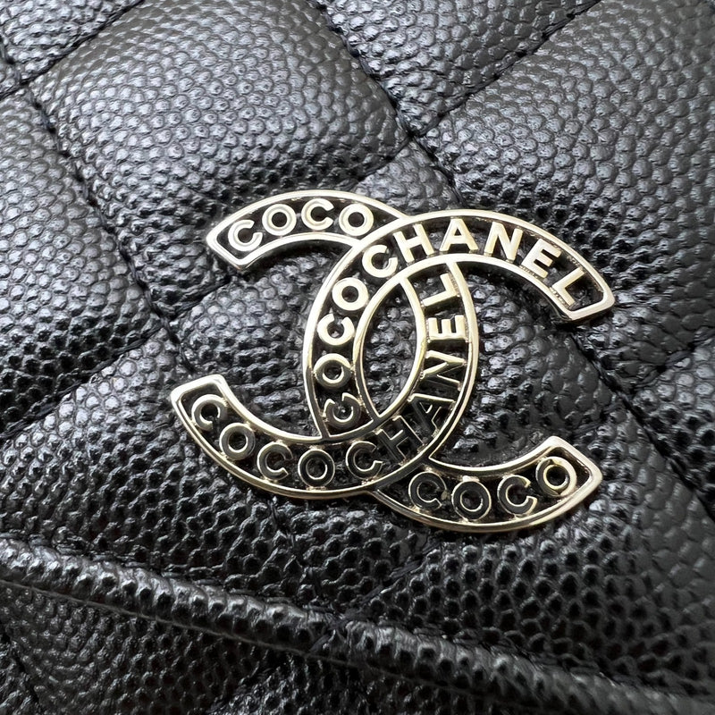 Chanel 25P Wallet on Chain WOC in Black Caviar and SHW (Model: AP3825)