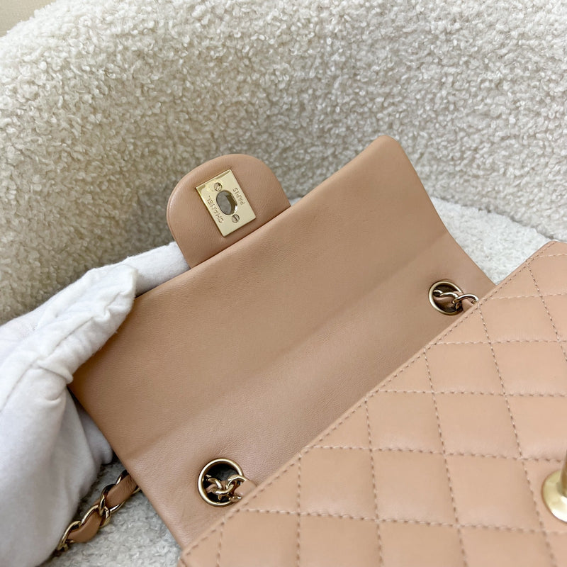 Chanel Classic Mini Rectangle in Nude Beige Lambskin and LGHW (Model: A69900)