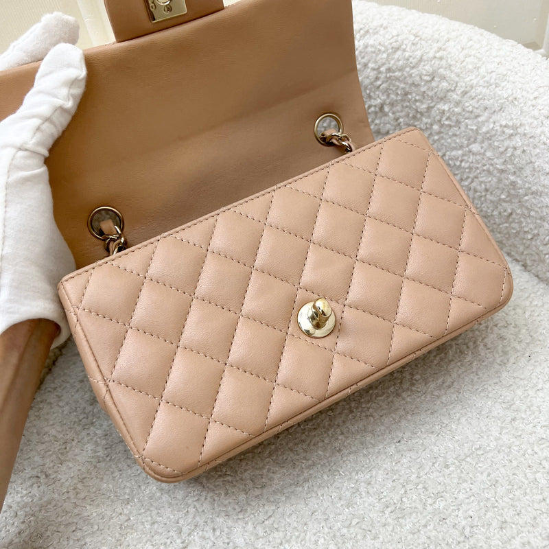 Chanel Classic Mini Rectangle in Nude Beige Lambskin and LGHW (Model: A69900)