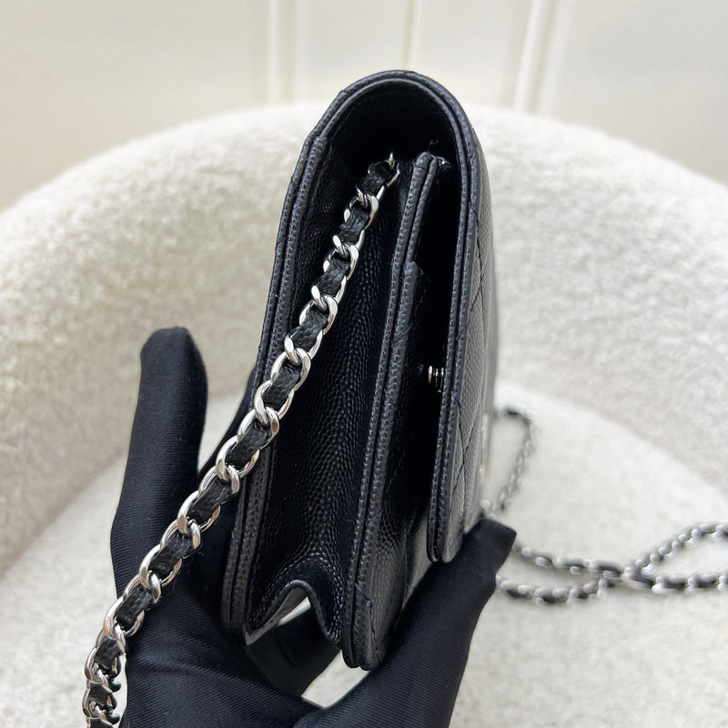 Chanel 25P Wallet on Chain WOC in Black Caviar and SHW (Model: AP3825)