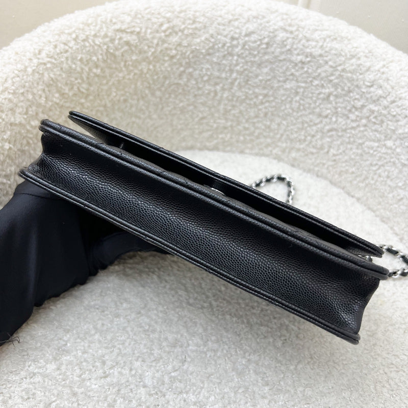 Chanel 25P Wallet on Chain WOC in Black Caviar and SHW (Model: AP3825)