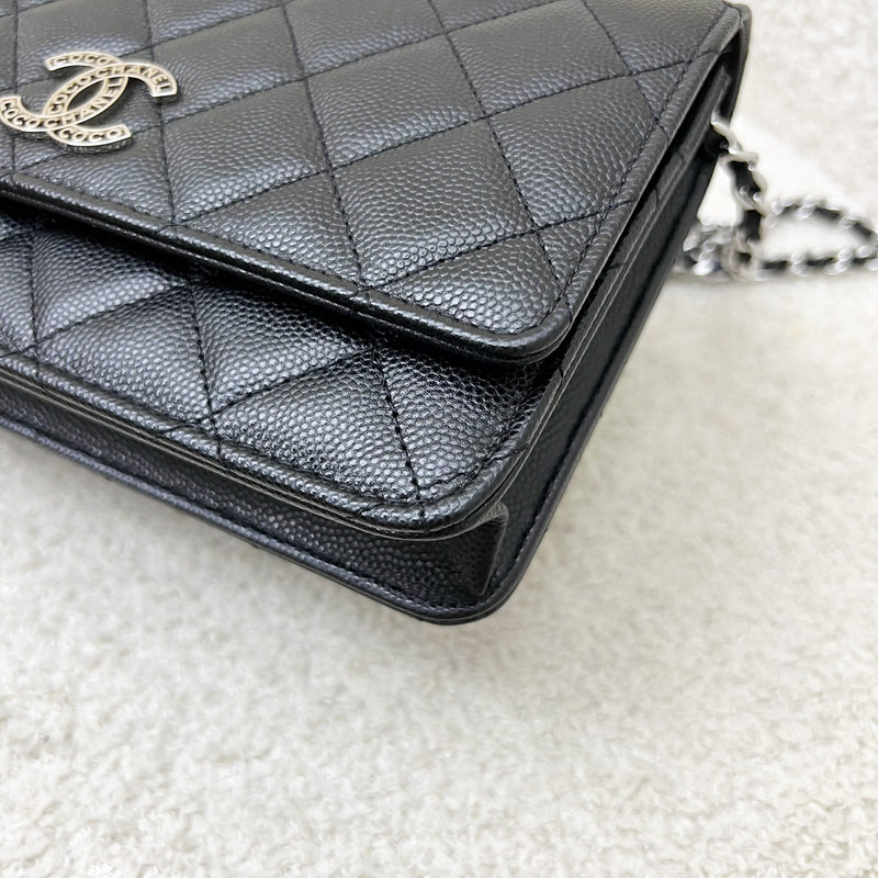 Chanel 25P Wallet on Chain WOC in Black Caviar and SHW (Model: AP3825)