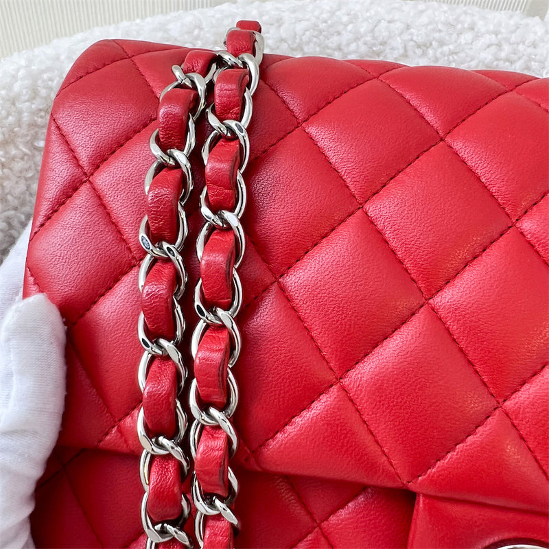 Chanel Medium Classic Flap CF in Red Lambskin and SHW