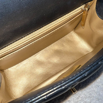 Chanel 22S Pearl Crush Square Mini Flap in Black Lambskin and AGHW (Model: AS1786)