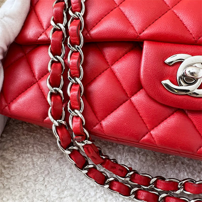 Chanel Medium Classic Flap CF in Red Lambskin and SHW