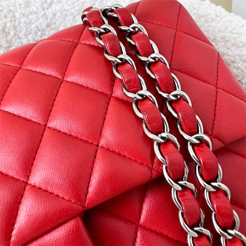 Chanel Medium Classic Flap CF in Red Lambskin and SHW