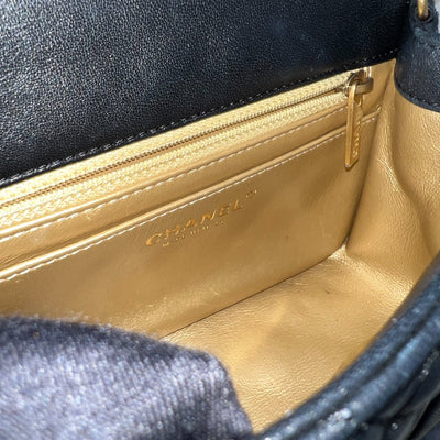 Chanel 22S Pearl Crush Square Mini Flap in Black Lambskin and AGHW (Model: AS1786)