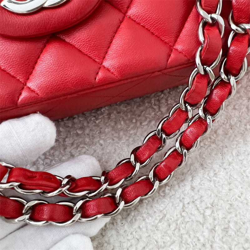 Chanel Medium Classic Flap CF in Red Lambskin and SHW