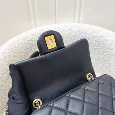 Chanel 22S Pearl Crush Square Mini Flap in Black Lambskin and AGHW (Model: AS1786)