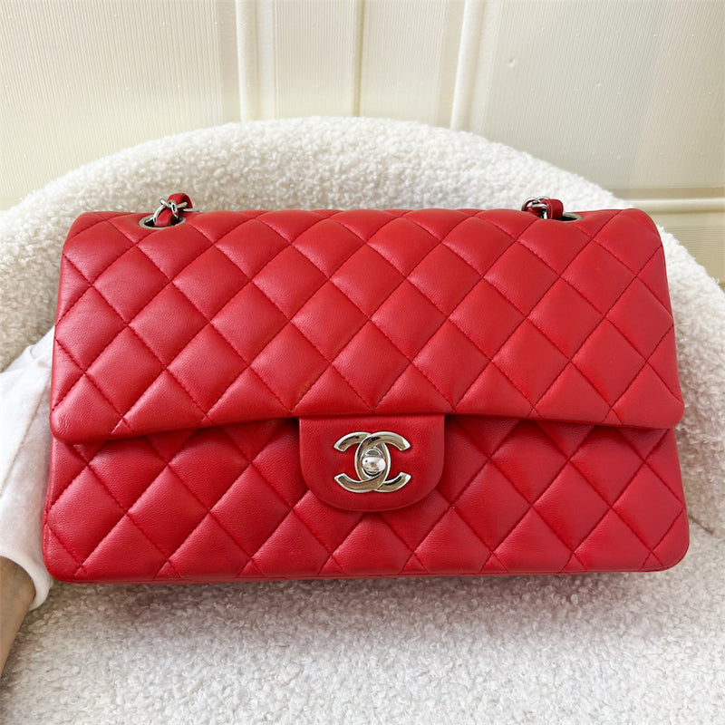 Chanel Medium Classic Flap CF in Red Lambskin and SHW