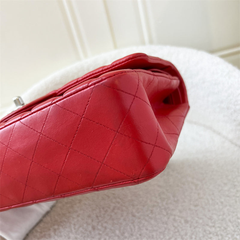 Chanel Medium Classic Flap CF in Red Lambskin and SHW