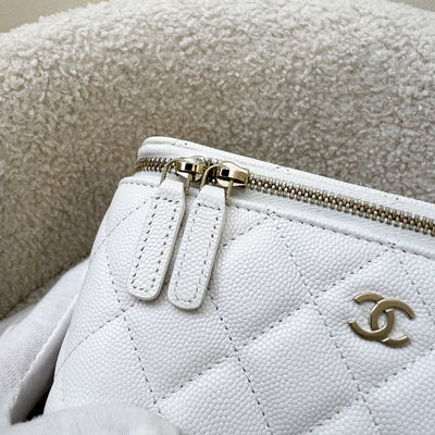 Chanel Classic Small Vanity in White Caviar and LGHW (Model: AP1341)