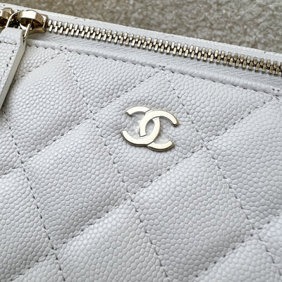 Chanel Classic Small Vanity in White Caviar and LGHW (Model: AP1341)