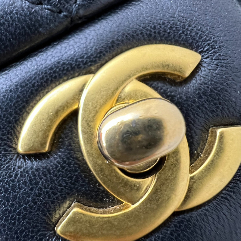 Chanel 22S Pearl Crush Square Mini Flap in Black Lambskin and AGHW (Model: AS1786)