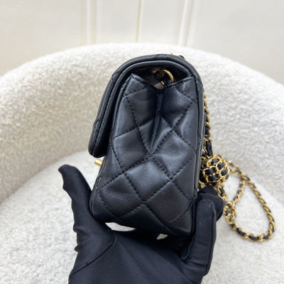 Chanel 22S Pearl Crush Square Mini Flap in Black Lambskin and AGHW (Model: AS1786)