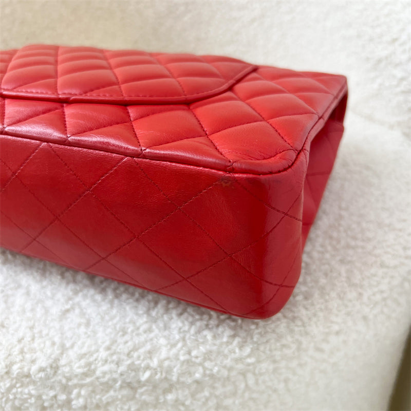 Chanel Medium Classic Flap CF in Red Lambskin and SHW