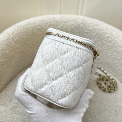 Chanel Classic Small Vanity in White Caviar and LGHW (Model: AP1341)