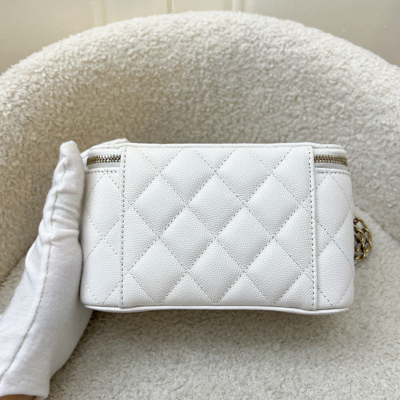 Chanel Classic Small Vanity in White Caviar and LGHW (Model: AP1341)