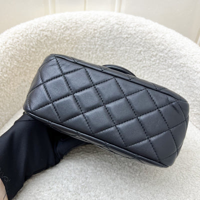 Chanel 22S Pearl Crush Square Mini Flap in Black Lambskin and AGHW (Model: AS1786)