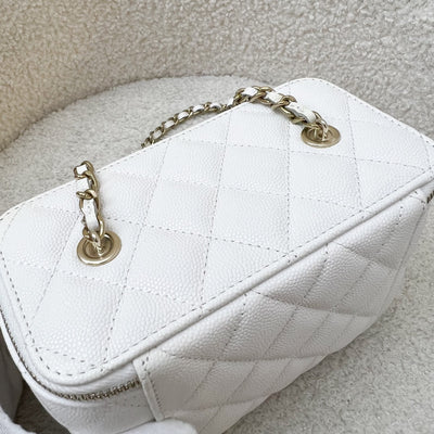 Chanel Classic Small Vanity in White Caviar and LGHW (Model: AP1341)