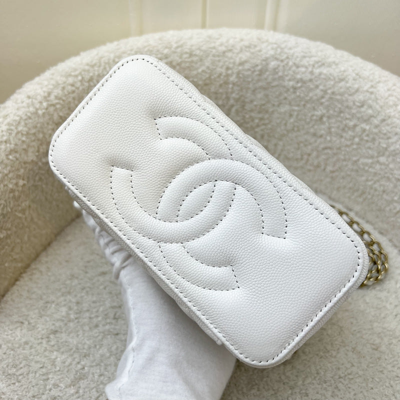 Chanel Classic Small Vanity in White Caviar and LGHW (Model: AP1341)